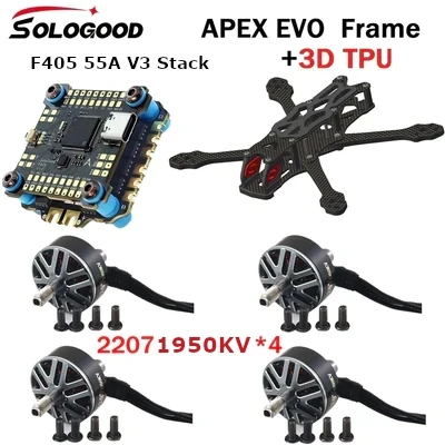 SoloGood APEX EVO Frame, F405 BLS 55A Stack, 4x2207 1950KV Motor