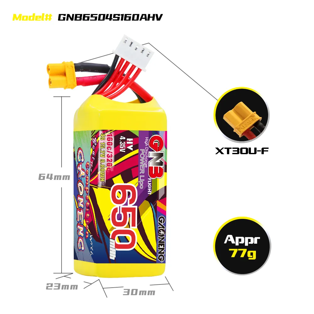 GAONENG GNB LiHV 4S 15.2V 650mAh 160C XT30 HV LiPo Battery